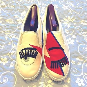 Chiara Ferragni Wink Eye Leather Slip On Sneakers